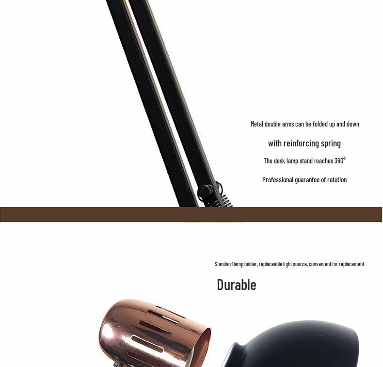 American LED Eye-Protection Table Lamp - Clip-on, Folding, Telescopic Arm for Studying & Work