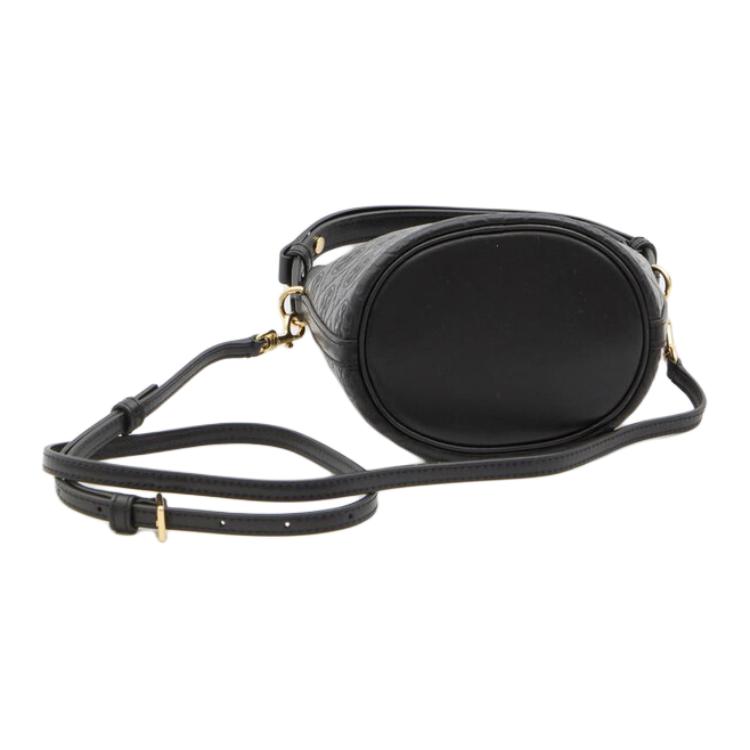 Tory Burch T Monogram Letter Pattern Leather Bucket Bag Mini Women Bags Black 158530-001