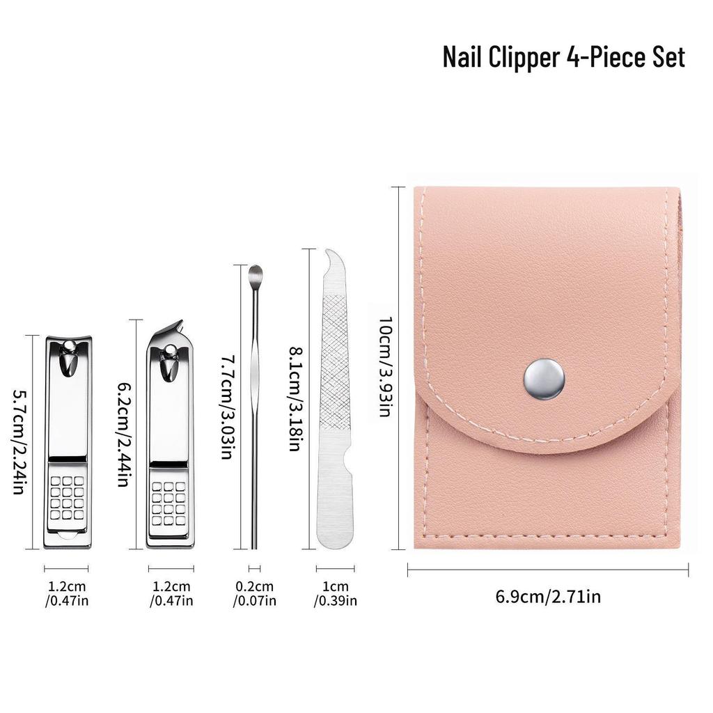Nail Clipper & Angled File Set with Ear Pick - Manicure Tools for Women