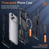 Heavy Duty Armor Shockproof Case For iPhone 12 13 14 15 16 Plus 16e Air 17 Pro Max TPU Plastic Metal Stand Magnetic Phone Cover