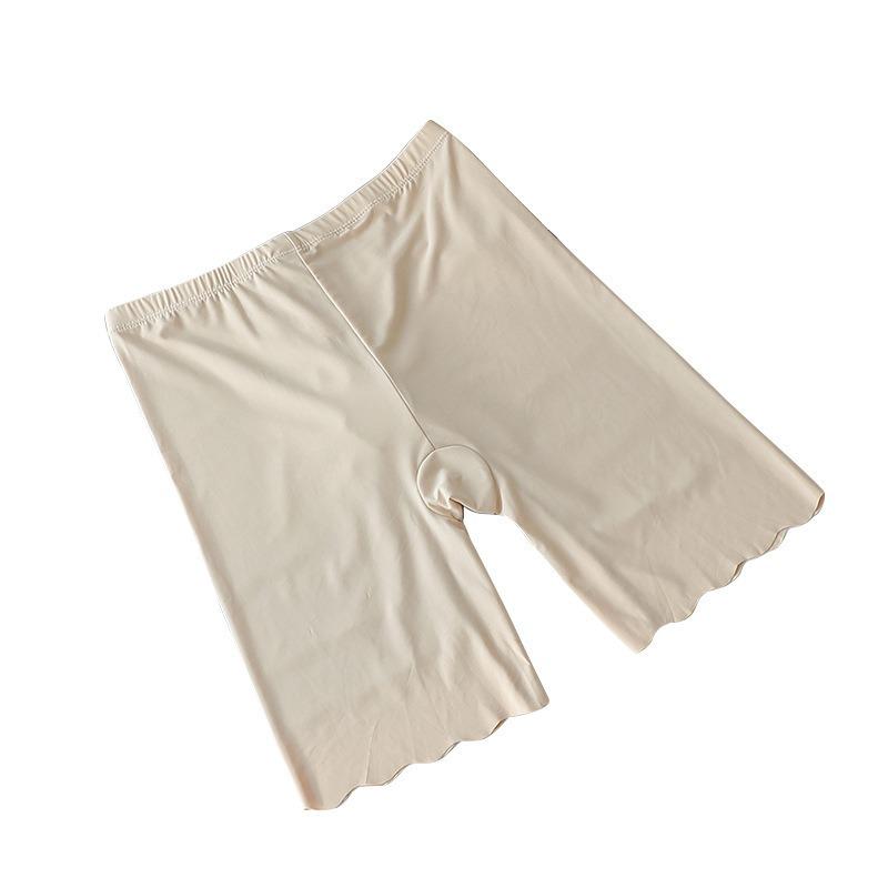 Plus Size Women's Safety Leggings with Anti-Exposure Wave Edge and Ice Silk, 2-in-1 Underwear.