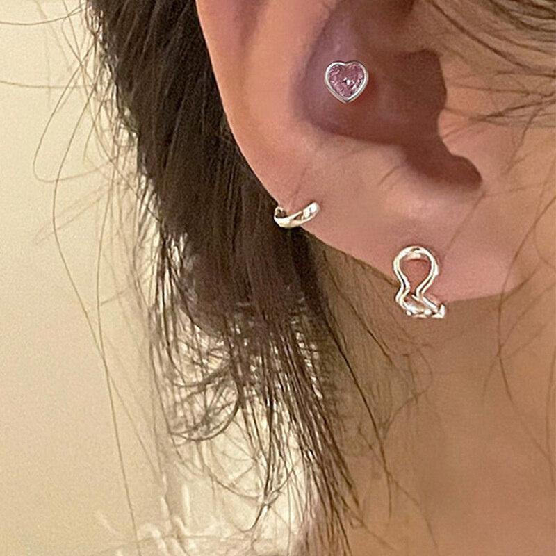 2PCS Acrylic Flower Stud Earring Fashion Women Shiny Colorful Screw Stud Earrings Stainless Steel Cartilage Helix Ear Piercing Jewelry Accessories