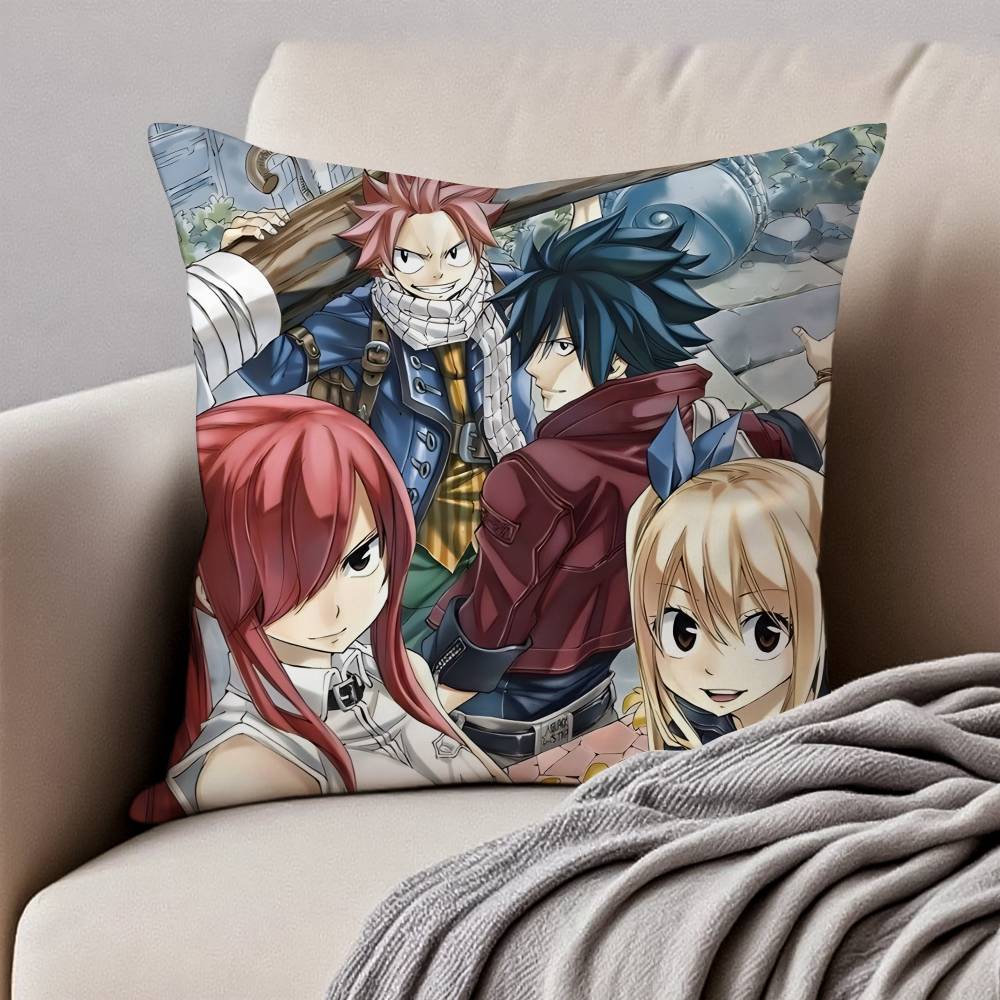 F-Fairy T-Tail Pillow Case Anti-dustmite Pillowcase Invisible Zipper Silky Short Plush Sofa Cushion Cover