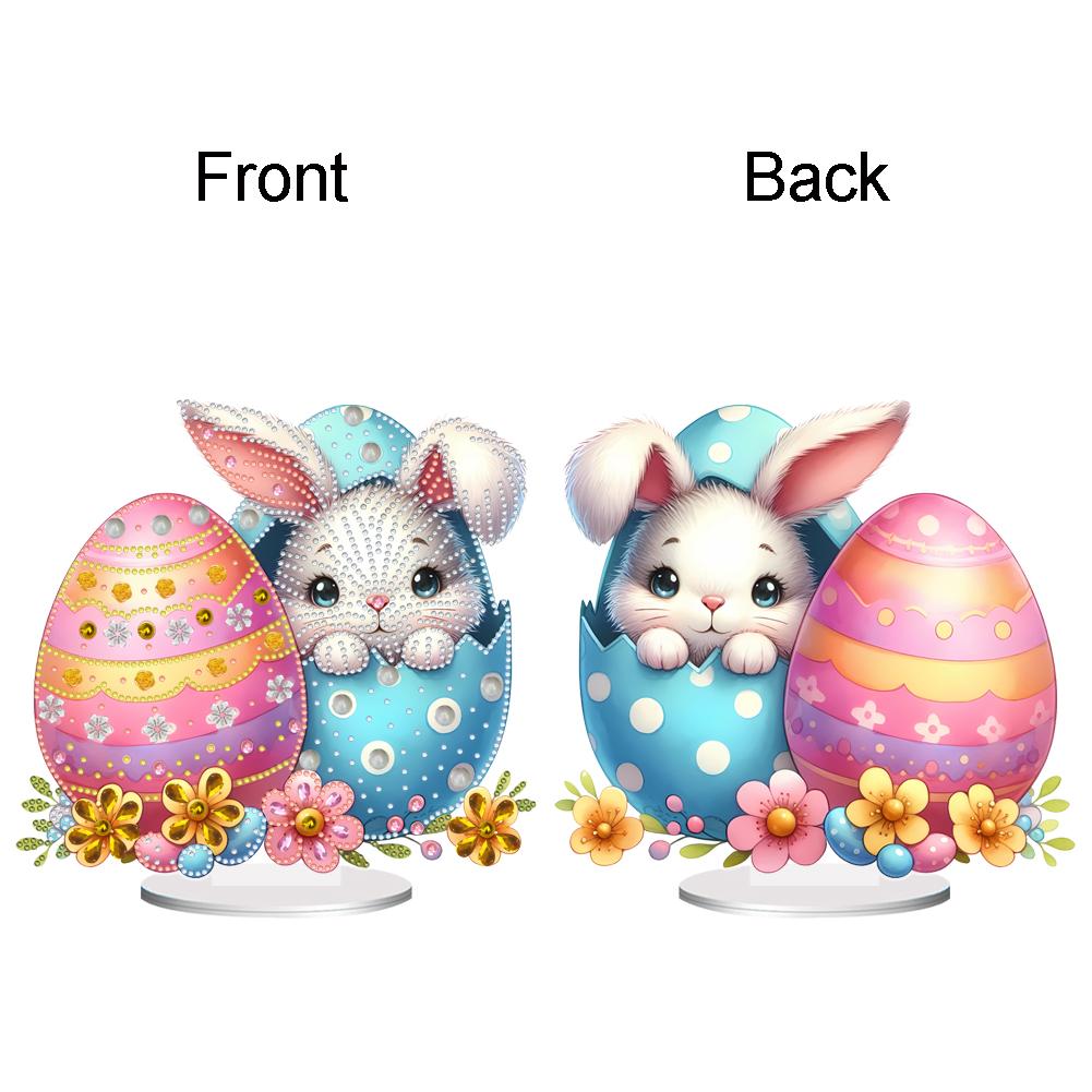 Easter Bunny Eggs Table Top Diamond Painting Ornament Kits Acrylic Special Shaped 5D DIY Diamond Art Tabletop Decor for Beginner