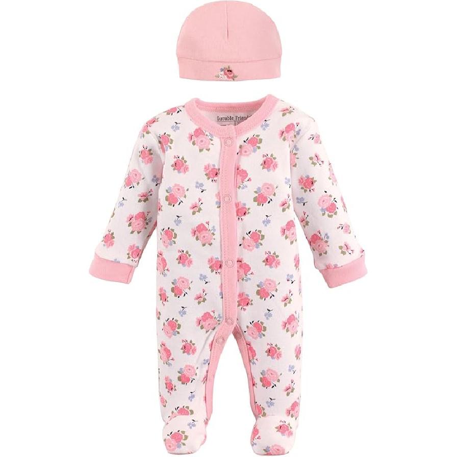 Luvable Friends Хлопковый комбинезон и шапочка для недоношенных девочек Preemie