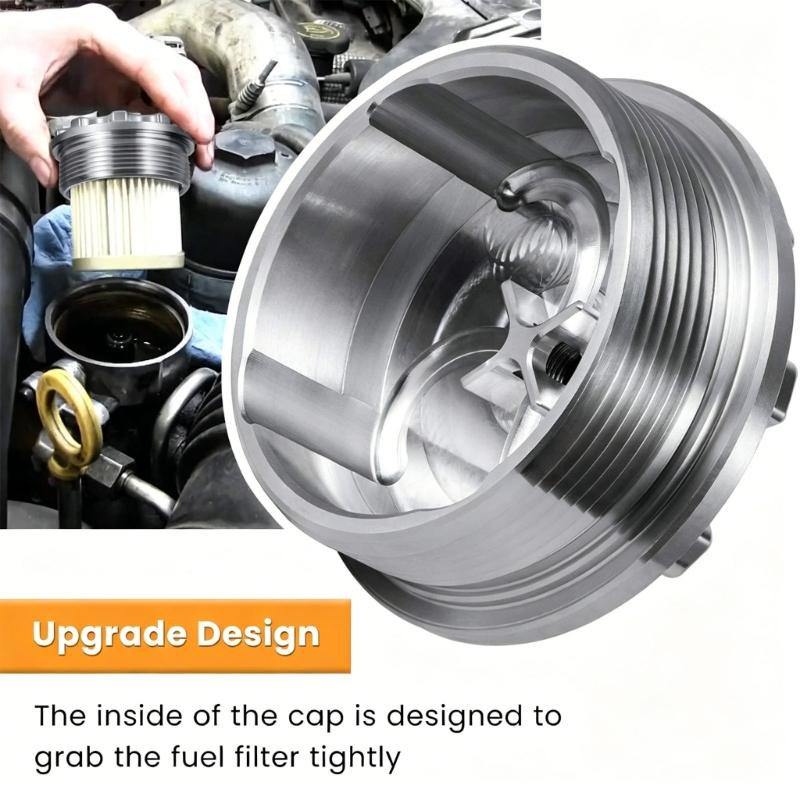 Easy Installation Fuel Filter Cap with Pressure Port for 6.0L Aluminum Filter Caps Replacement Auto Accessory