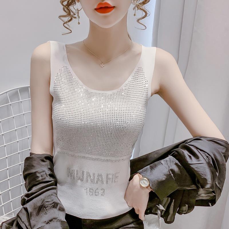 

Women s Sparkling Black Sequin Camisole - Summer Style, Designer Ice Silk with Wide Straps Small