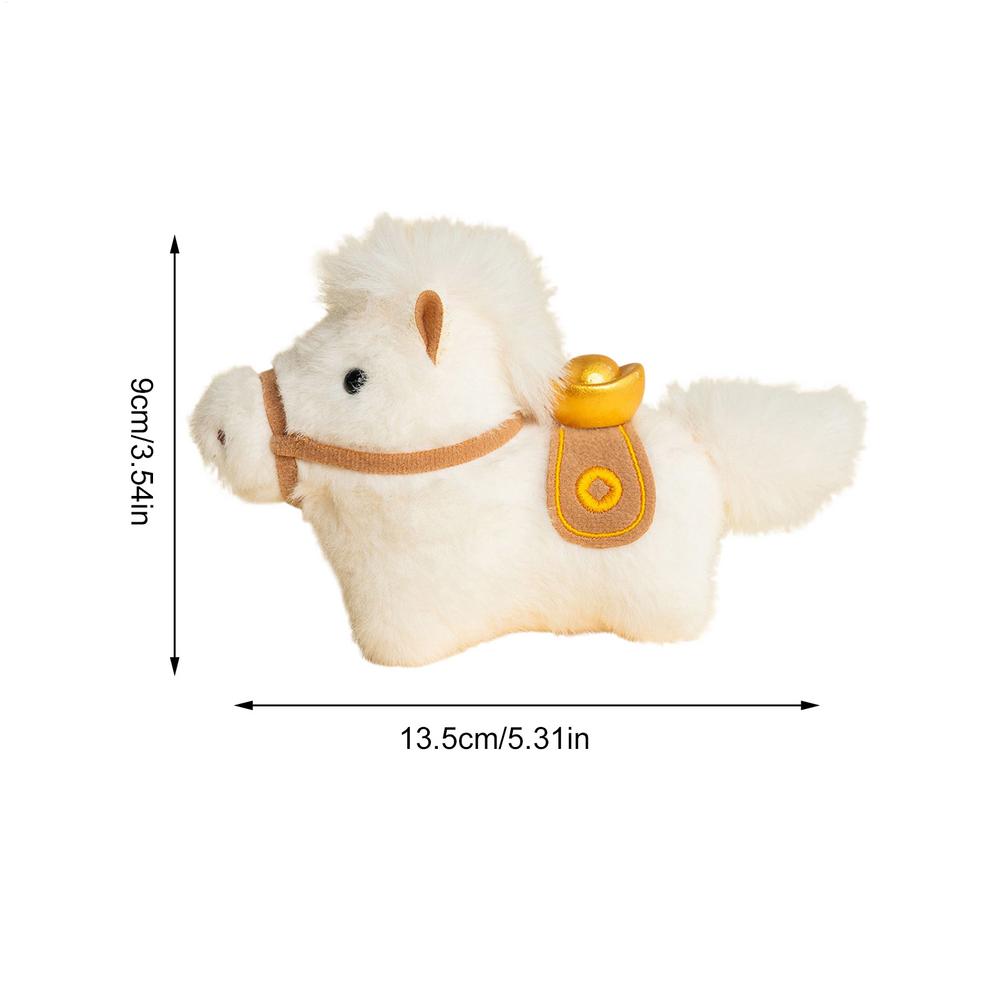 2026 New Year Home Decor Ornaments Chinese yuan Bao Good luck Chinese Plush Horse New Year Mascot Decor for The Year Of Horse белый
