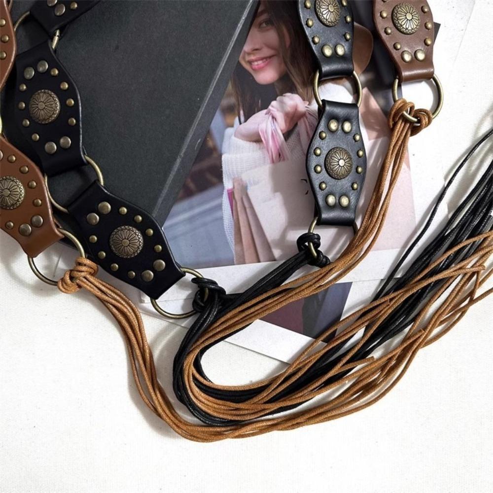 Gothic Steampunk Waist Belt Vintage Rivet Waistband Retro Waist Cinch Belt Female Jeans