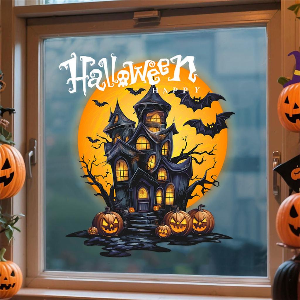 Halloween Decorative Window Stickers, Cute  Pumpkin Glass Stickers, Window Dressing, Festive Atmosphere