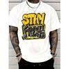 Men's Stay Fresh Streetwear Graphic T-Shirt - Casual Round Neck Short Sleeve Tee , All-Season Comfort Fit Street Style Apparel, Soft Material