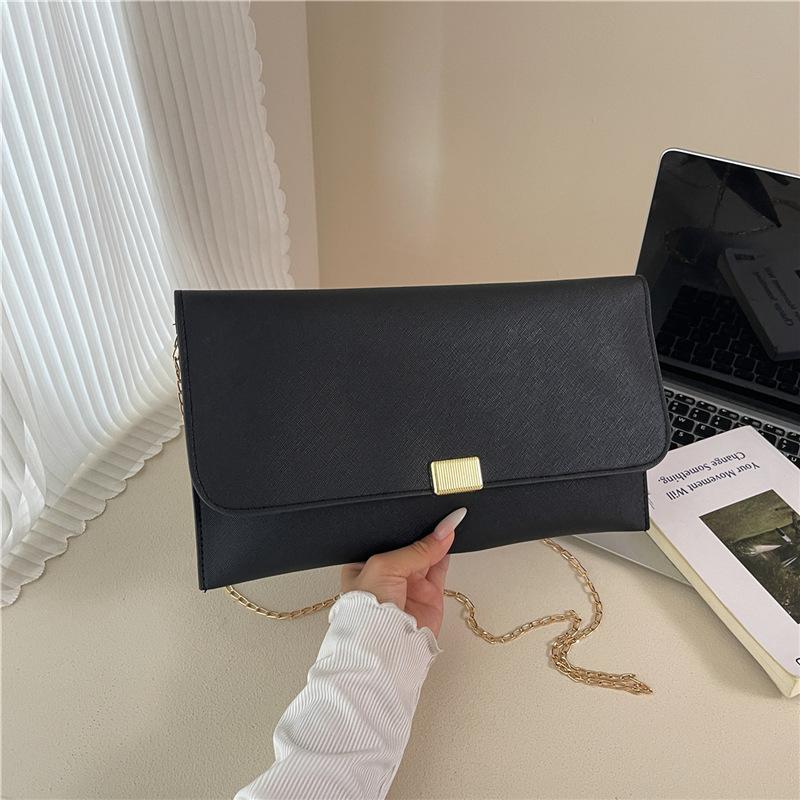 

Персонализированная однотонная глянцевая простая сумка через плечо для жирной кожи, женская цепочка, трендовая повседневная, для работы, в стиле ретро, для покупок, сумка-мессенджер чёрный