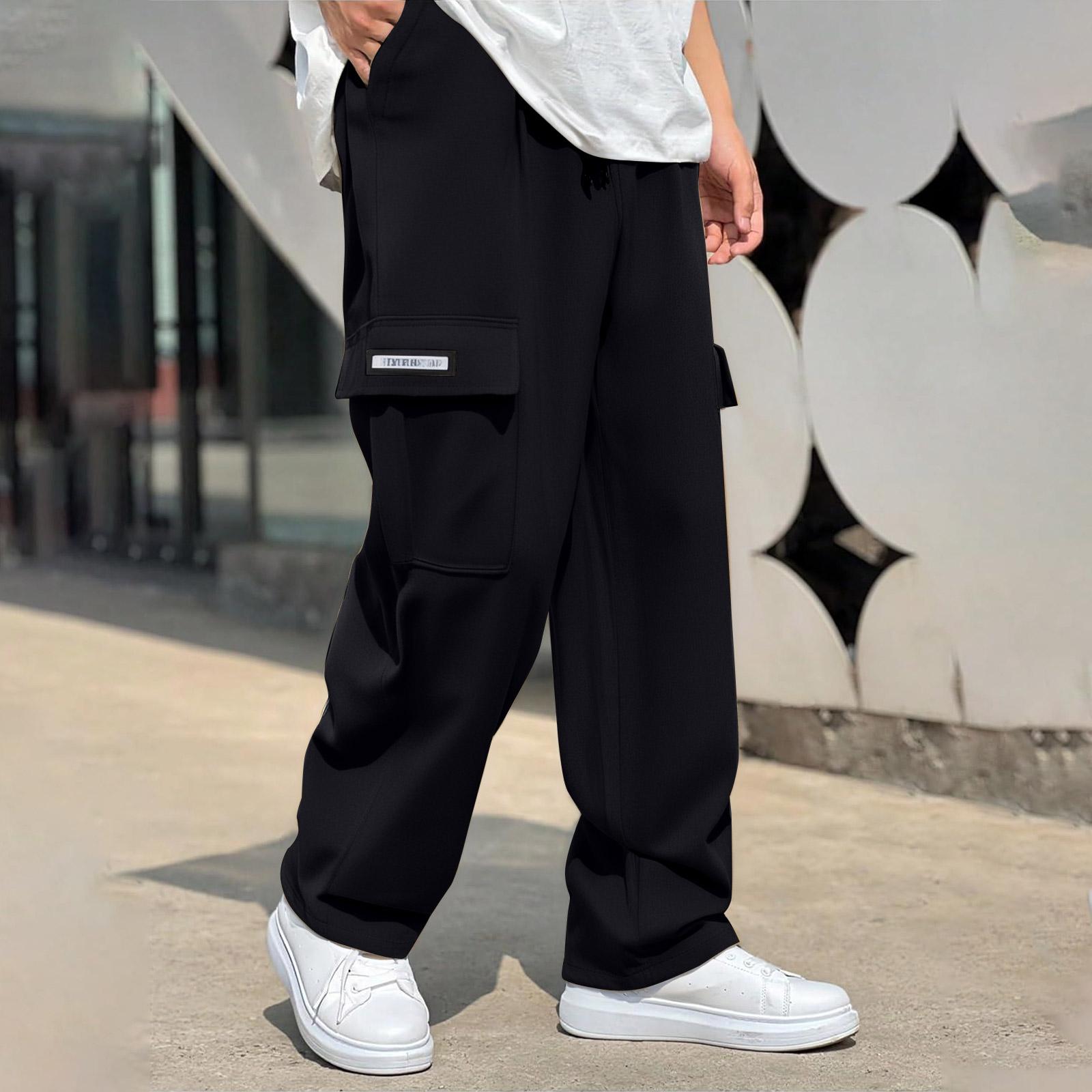 

Men s Solid Color Work Pants With Multiple Pockets And A Relaxed Straight Leg XXL