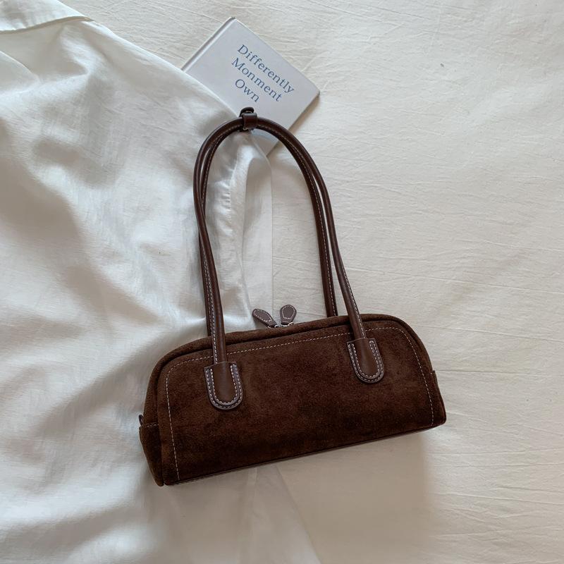 Boston bag women 2025 new trendy popular Korean niche retro bowling bag portable shoulder armpit bag