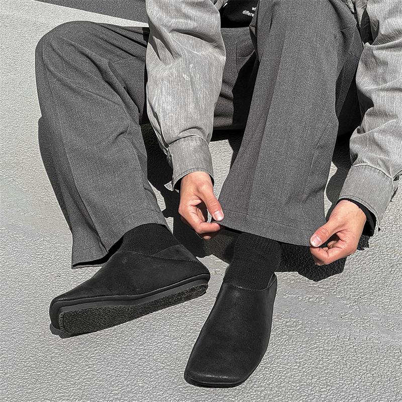 Tmavé retro kožené jednobotky pro páry, ležérní boty s velkou špičkou, nazouvací boty, 14712-24712-J