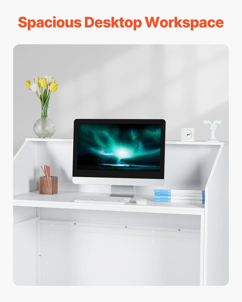 VEVOR Reception Desk, 46.46 x 19.69 x 43.90 in Rectangular Front Counter Table, Office Reception Desk, Retail Counter and Front Reception Counter