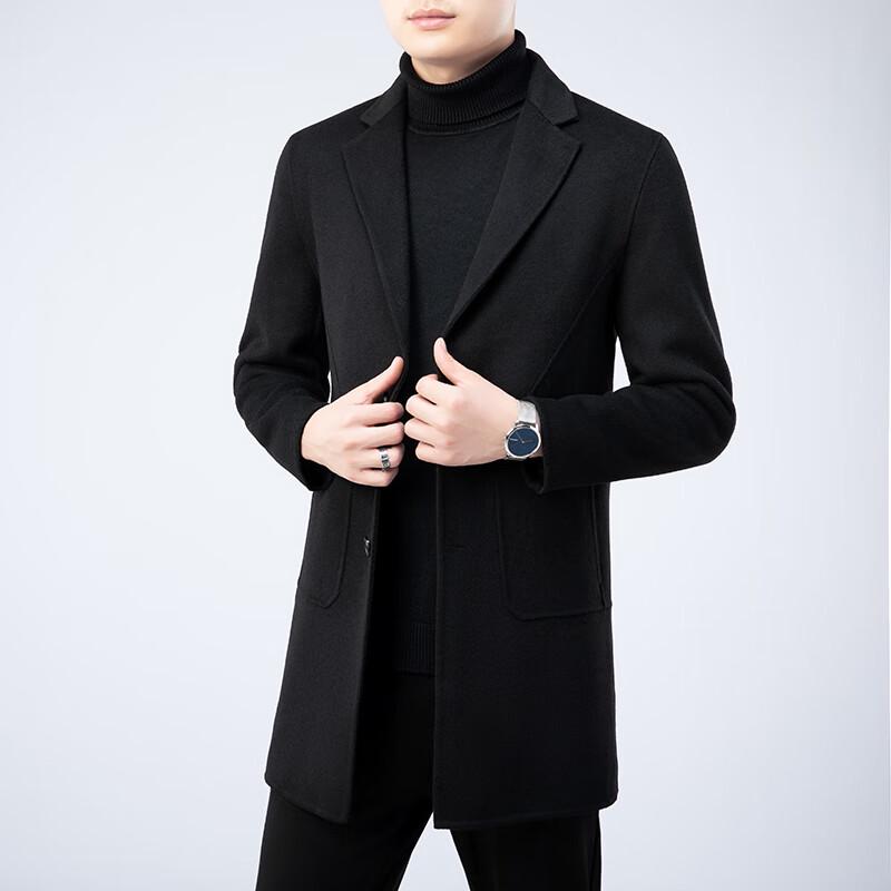Firstview Men's Double-faced Wool Suit Collar Mid-Length Coat FV24D1122