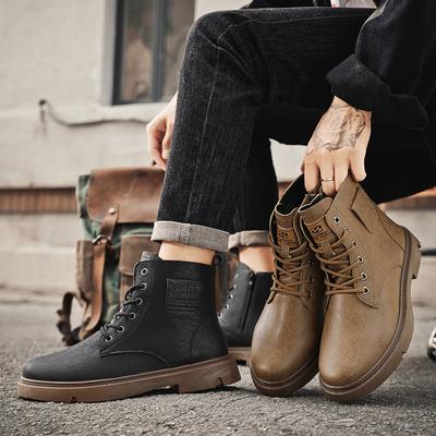 Men's Soft Soled Four Season Anti Slip Comfortable High Cut Boots Men's Thick Soled Comfortable Outdoor Travel Shoes