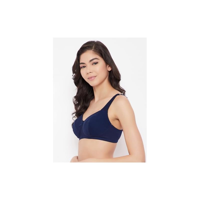 Clovia Women' Cotton Spandex Solid NonPadded Full Cup Wire Free Everyday Bra (BR2 8B0 Blue 2C)