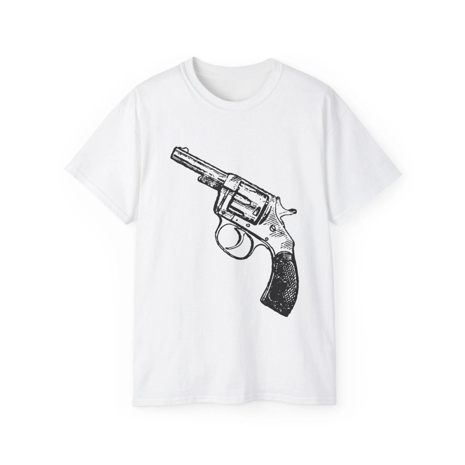 Gun Revolver Pistol Weapon Handgun Western | Custom Graphic T-Shirt M