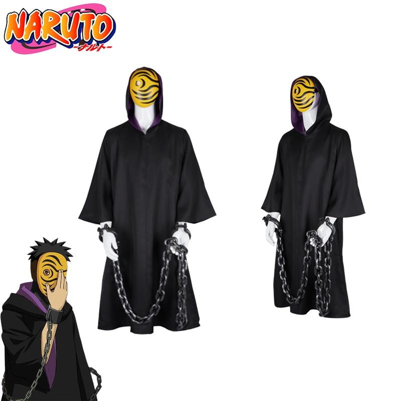 Akatsuki Naruto Tobi Uchiha Obito Robe Cloak Mask Cosplay Halloween Costume