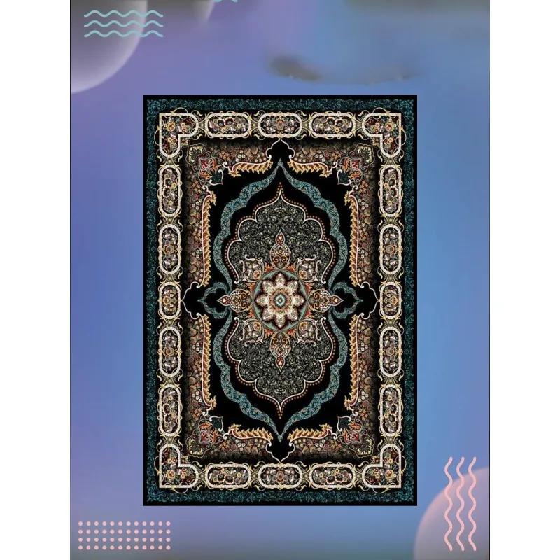 Luxurious Vintage Bohemian Area Mat with Intricate Floral Black Cream for Or Bedroom Furnishing Pattern Rugs Living Room Decor