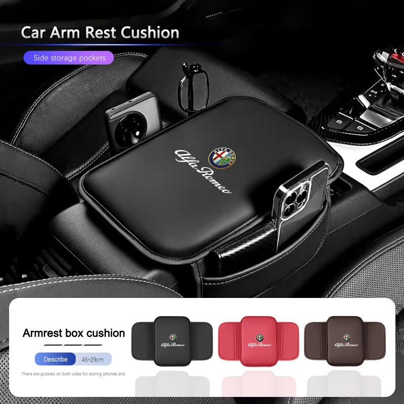 Car Arm Rest Cushion Storage Pad Armrest Box Protective Cover For Alfa Romeo Giulia Stelvio Giulietta 156 159 147 Mito Tonale