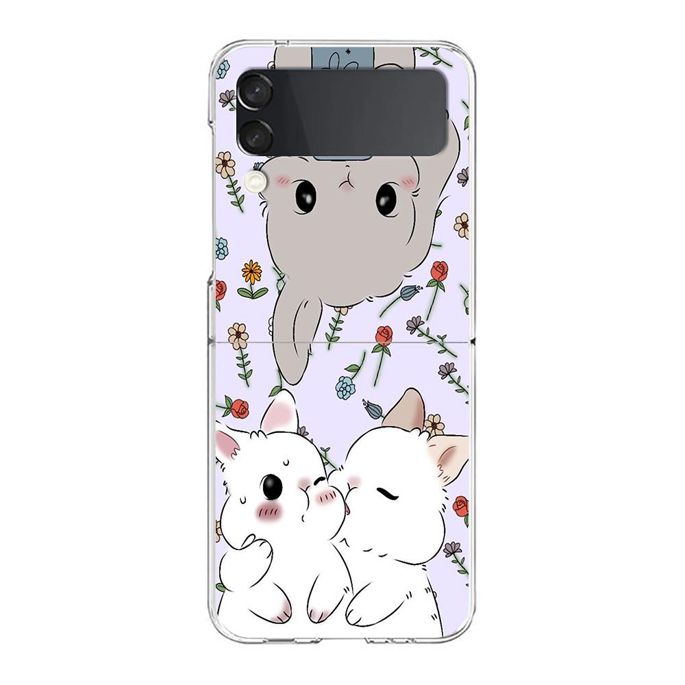 Cute Colorful Rabbit Phone Case For Samsung Galaxy Z Flip 3 4 5 Hard Folding Clear PC Bumper For Samsung Z Flip 6 Back Cover