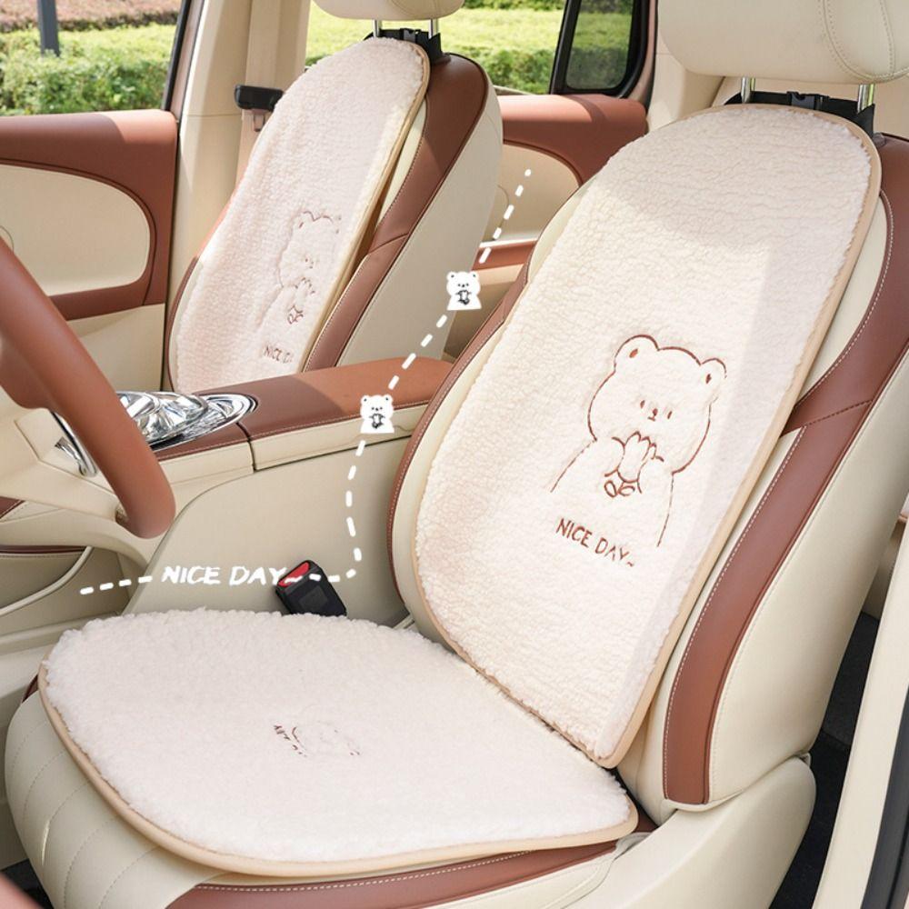 Anti Slip Winter Seat Cushion Cartoon Bear Car Cushion Car Warm Seat Cushion  Interior Accessories