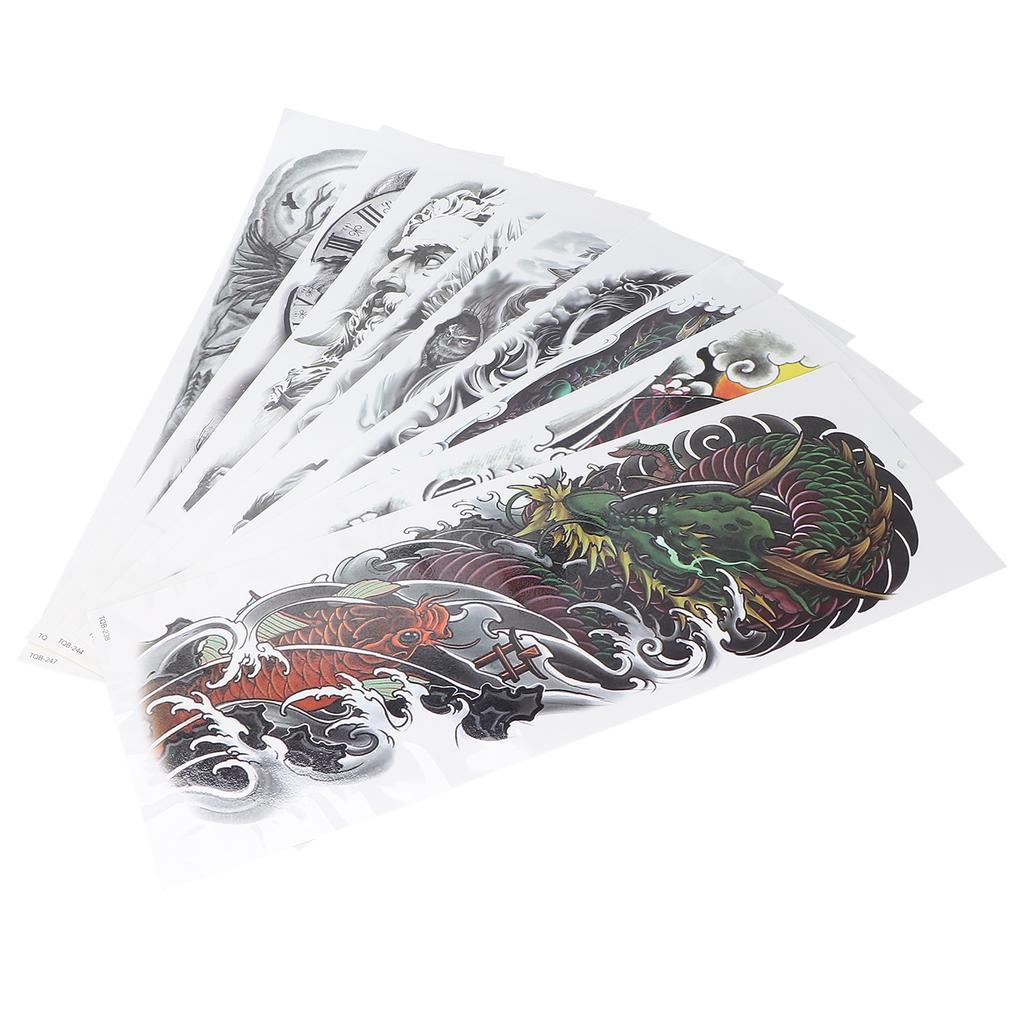 9 szt. Wodoodporne tymczasowe naklejki na tatuaż na całe ramię, długotrwałe, z dużym wzorem
