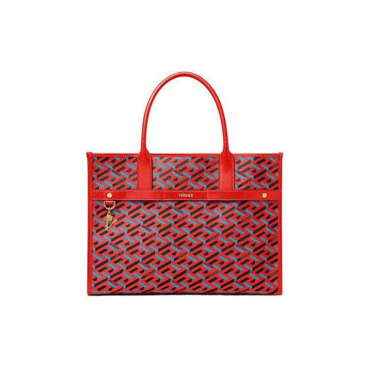 

New VERSACE PU Tote Bag, Shopping Bag, Shoulder Bag Women s Red 1001855-1A01444-5R08V 38.1*11.9*27.9CM