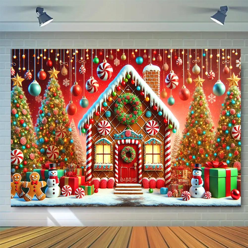 Gingerbread Houses and Christmas Tree Banners Are Ideal for Outdoor Garden Porch Decorations and Winter Holiday Parties