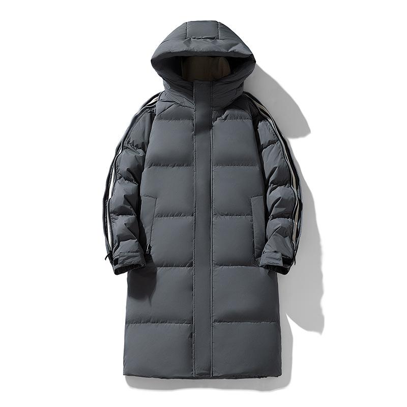 Men's Loose Winter Jacket Mid-length Hooded Down Jacket Men's Winter Thickened Warm White Duck Down Cold-proof Men's Jacket
