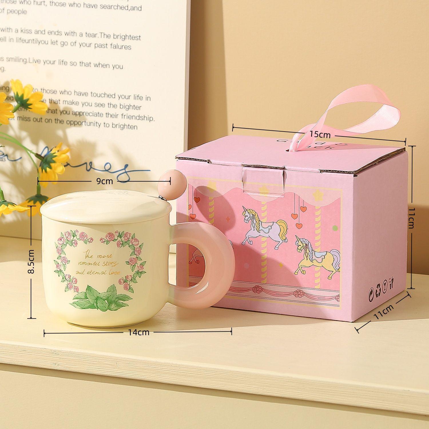 

Stylish Large Ceramic Mug with Lid & Spoon - Perfect Birthday Gift or Wedding Party Favor