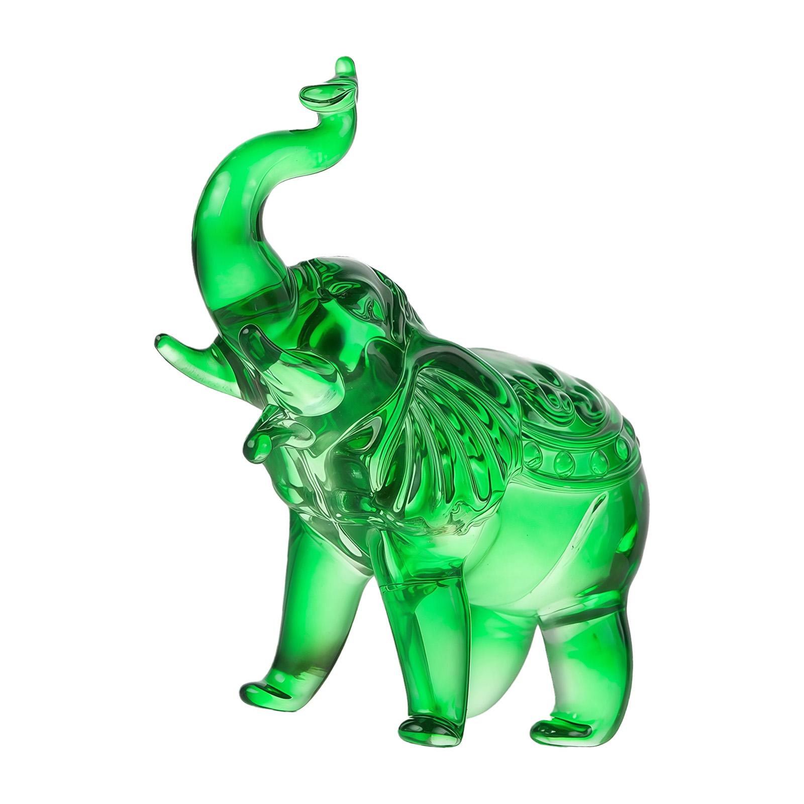 Cute Crystal Glass Elephant Figurine,Collectible Gift for Elephant Lover Animal Statue Ornament for Home Decorations зелёный