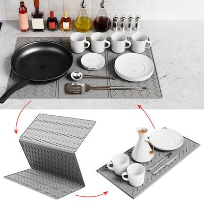 New Large Thick Anti Slip And Heat-insulating Silicone Drain Pad, Kitchen Countertop Sink, Foldable Drain Pad Outdoor Tableware