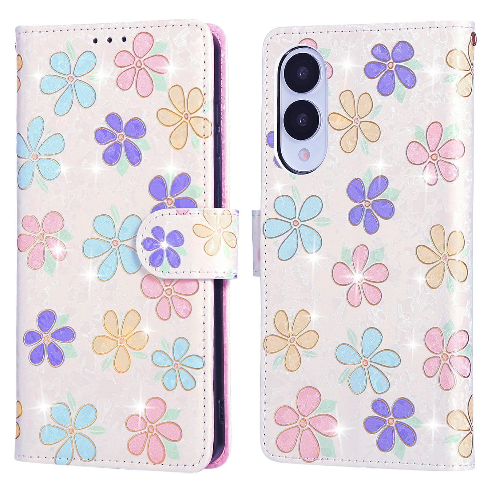

Для Samsung Galaxy S25 Edge Чехол с блокировкой RFID Кожаный чехол для телефона с цветами Colorful Flower