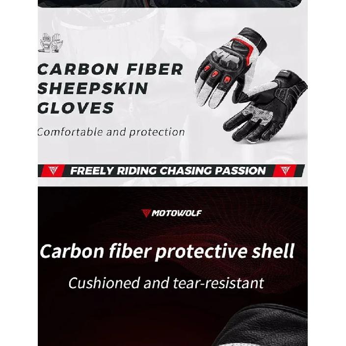 Motowolf Summer Motorcycle Glove Leather Sheepskin Motorcyclist Gloves Durable Biker Racing Gloves Moto Equipment for Men Women