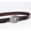Fashion Personality Western Denim Belt Gold Plated Retro Cow Head Belt Men's Cow Leather Belt