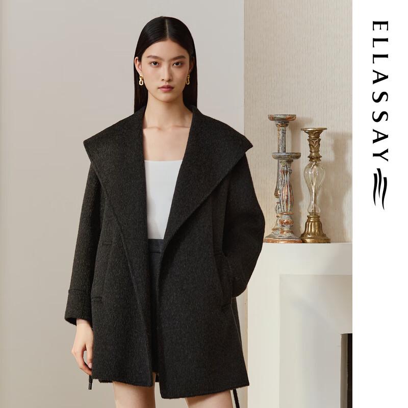 

ELLASSAY Women s Merino Wool Shawl Lapel Coat L