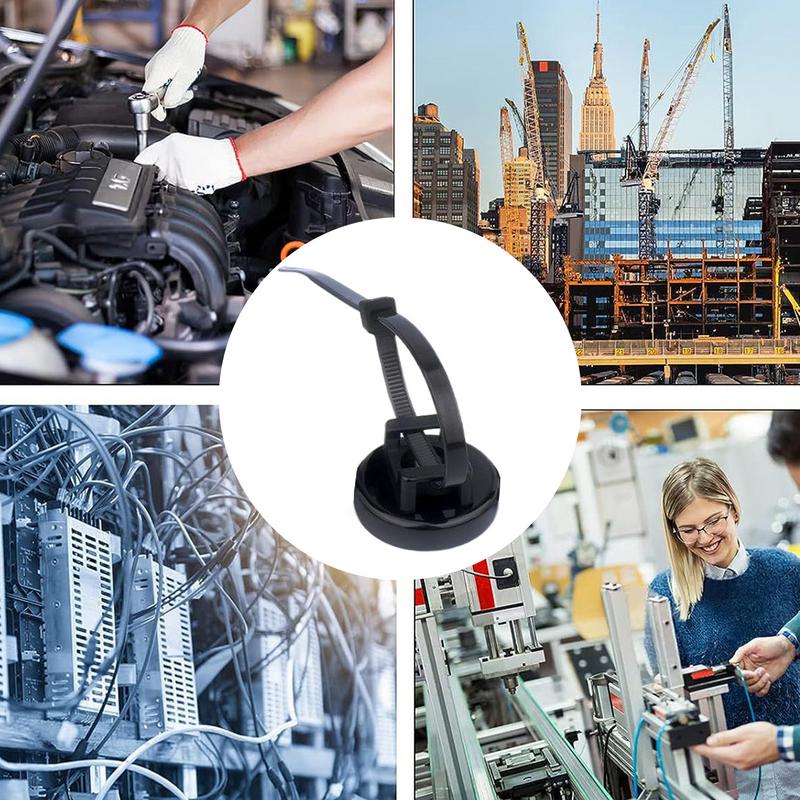 1Pcs Reuse Cable Holder Tie Mount Nylon Ties Fixing Seat Zip Cable Tie Mount Magnetic Tie Holder Space-Saving House supplies