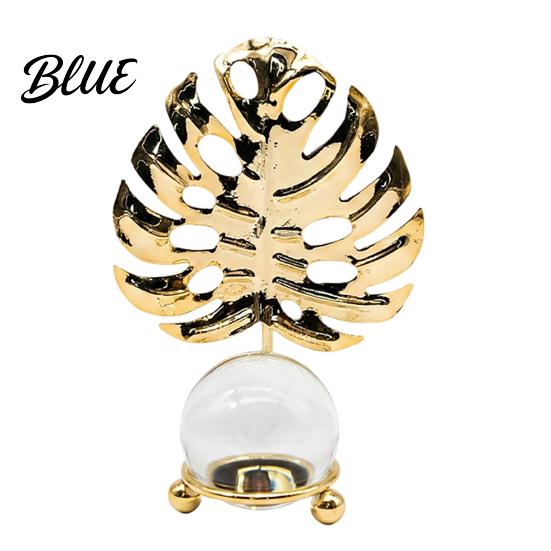 Soft Light Shadow Decor Faux Crystal Ball with Gold Leaf Stand Metal Statue