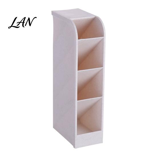 Stationery Storage Box Slanted Pen Holder with 5 Compartments, Plastic Organizer, Desk Organizer Macaron Colors Space Saving Pencil Cup for
