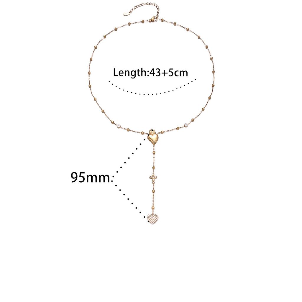 Trendy Delicate Heart Shaped Pendant Dainty Fine Chains Necklaces Chain Gold Plated Zircon Stainless Steel Women's Fashion Gift