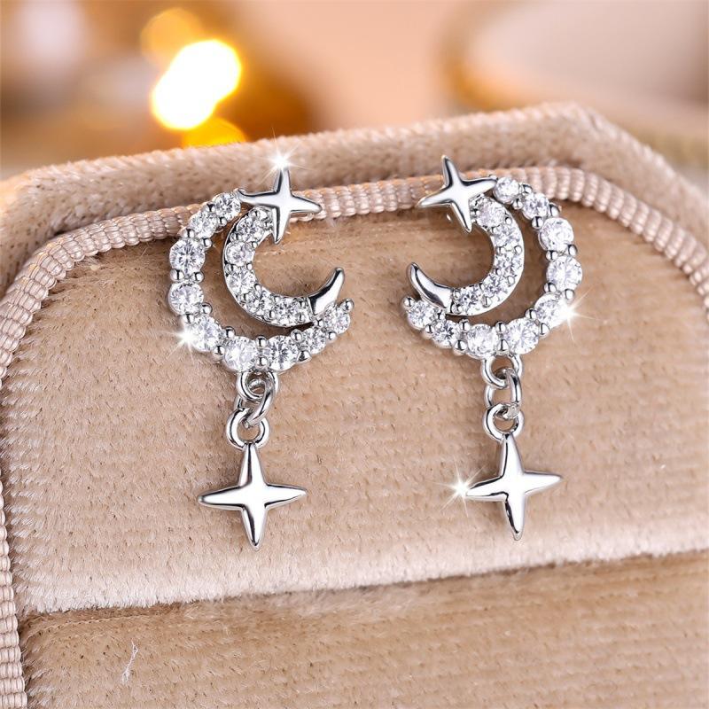 Shein star and moon shape stud earrings simple personality niche elegant stud earrings