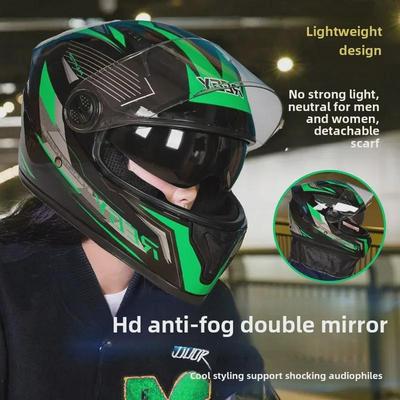 Her Mevsim İçin Çift Vizörlü Elektrikli Motosiklet Kaskı - Erkek ve Kadın Kışlık Sıcak Tam Kask
