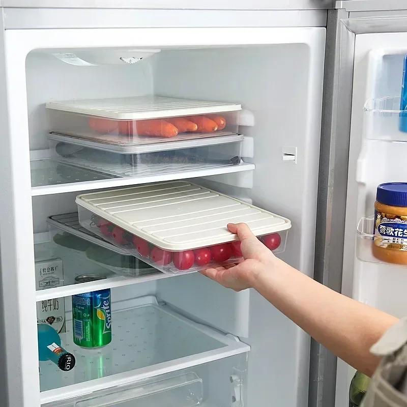 Household Refrigerator Fresh-keeping Dumpling Box Rectangular Plastic Sealed Storage Box with Lid Sealed Food Fresh-keeping Box
