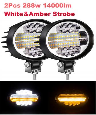 2 Stück 5" 144W 7000LM 6500K & 3000K LED-Pods Offroad-LED-Lichtleiste Spot-Flutlicht-Kombination Oval Bernstein-Arbeitslicht Nebelscheinwerfer