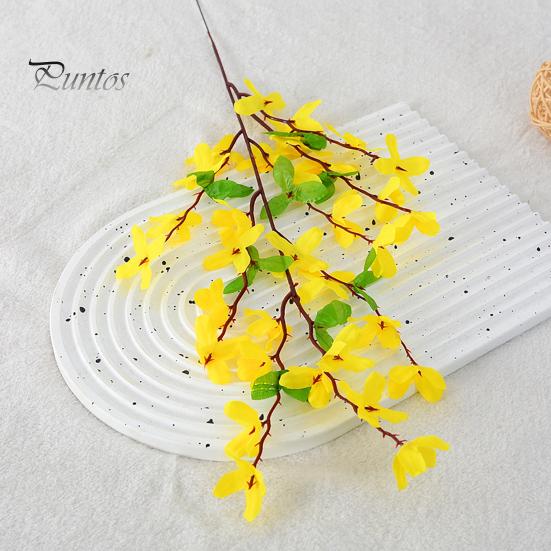 Wedding Decor Flowers Artificial Winter Jasmine with Stem Realistic Fake Silk Yellow Flower Indoor Home Office Table Centerpiece Faux Branch