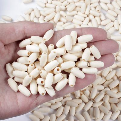 100 unids/lote 15*7mm cuentas de madera de pino Natural cuentas con espaciador ovalado de madera para accesorios de joyería fabricación de pulseras